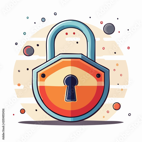 Stylized Padlock Icon with Abstract Background