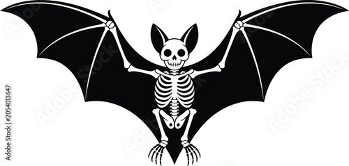 Картината върху платно Detailed bat skeleton vector graphic for halloween decoration with skeleton hall