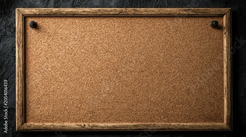 Dark cork board backdrop with an empty surface and a quiet, dramatic atmosphere.