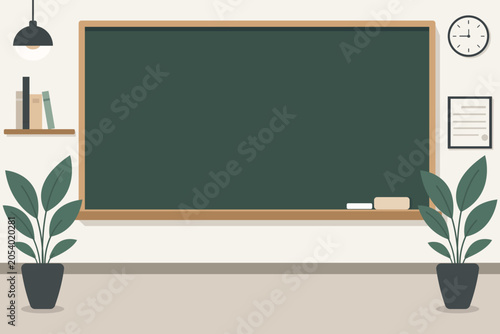 Clean Classroom Blackboard Background in Minimal Flat Design.
