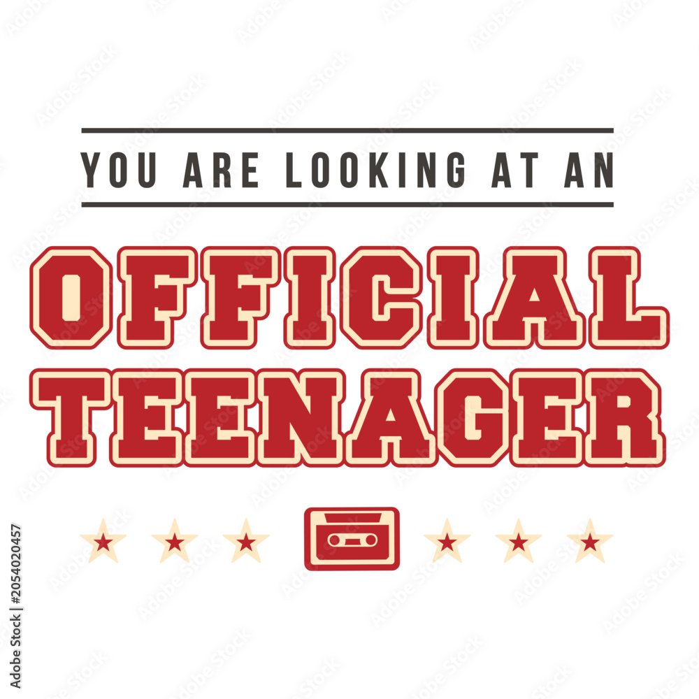 Fototapeta premium Official teenager color stroke badge