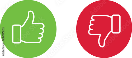 Thumbs up and thumbs down icons in green and red circles