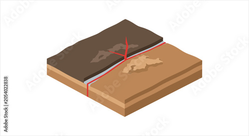 Foto Diagram Illustrating Earths Crustal Plate Movement and Fault Line