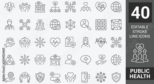 Принти на полотні Public health icon set