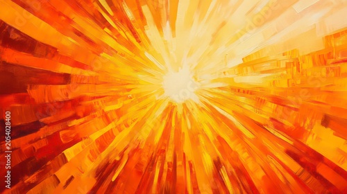 A radiant sunburst pattern in shades of orange and yellow, emanating warmth and energy