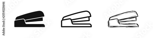 Foto Stapler Icon Set in Solid, Outline, and Hand-Drawn Styles for Office and Station