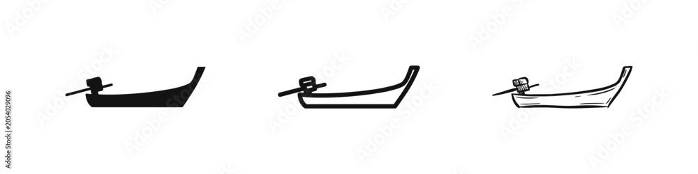Obraz premium Traditional Thai Longtail Boat Icon Set for Travel and Transportation Design