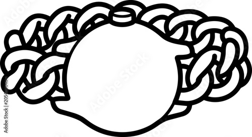 Obraz na płótnie Vector illustration of a lemon surrounded by a thick rope chain, graphic design