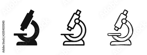 Photos Laboratory Microscope Icon Set for Science and Research