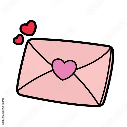 Фотография Cute love letter cake with heart decorations in simple flat cartoon style isolat