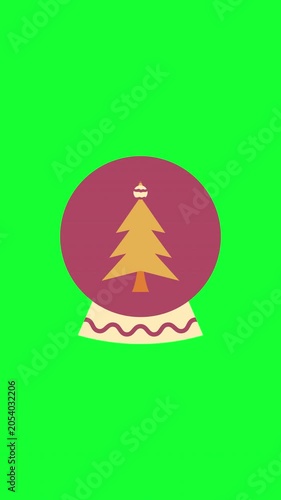Christmas Tree Snow Globe Green Screen Animation