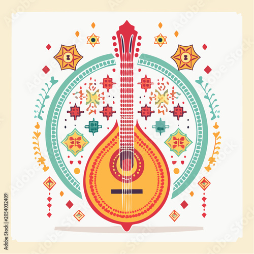 Fado Guitar with Traditional Portuguese Decorative Elements
