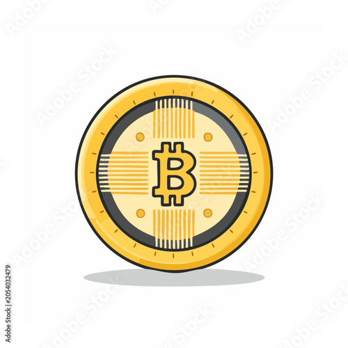 Gold bitcoin symbol on white background