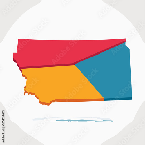 Montana State Map with Colorful Regions