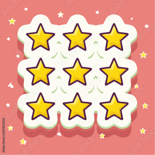 Nine Golden Stars on a Pink Background