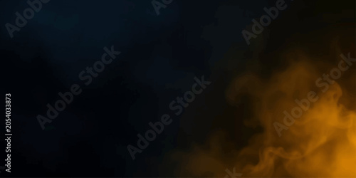 Foto Wisps of amber and blue smoke curl and blend against a dark backdrop, creating an abstract and atmospheric visual with a sense of mystery
