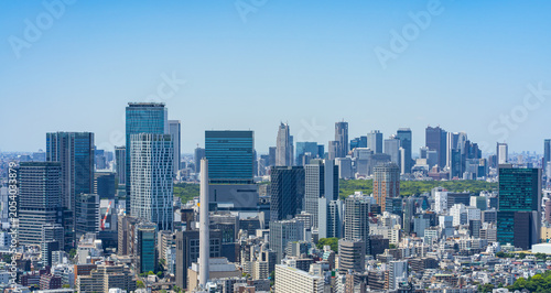 Принти на полотні Panoramic Tokyo skyline with Shibuya and Shinjuku cityscape