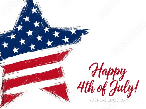 Patriotic star with red, white, blue colors for Independence Day. Festive greeting.