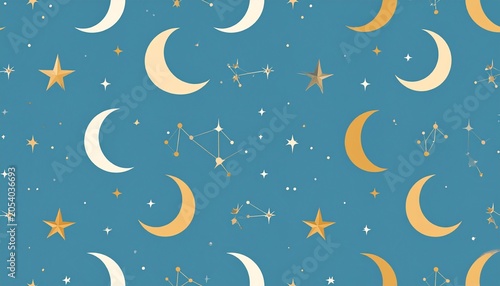 Celestial Dreams - Moon and Stars Seamless Pattern Design.
