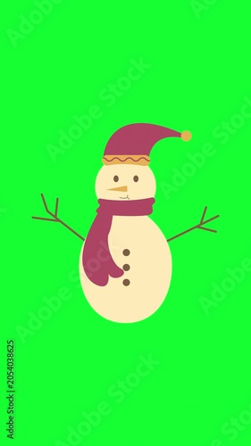 Snowman Character Green Screen Animation