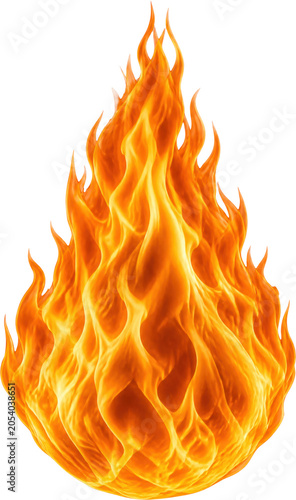 Realistic fire flame and fireball isolated on transparent background