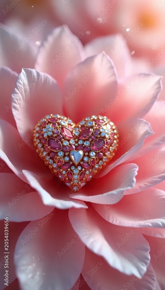 Obraz premium : Heart-Shaped Jewel Resting In Bloom