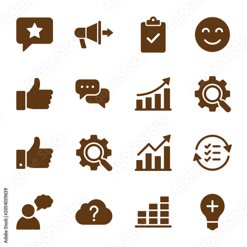 Fotografía Collection Of Social Media Icons Flat Brown Silhouette Style