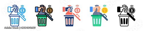 Obraz na płótnie Waste Money Icon Sheet Multiple Style Collection