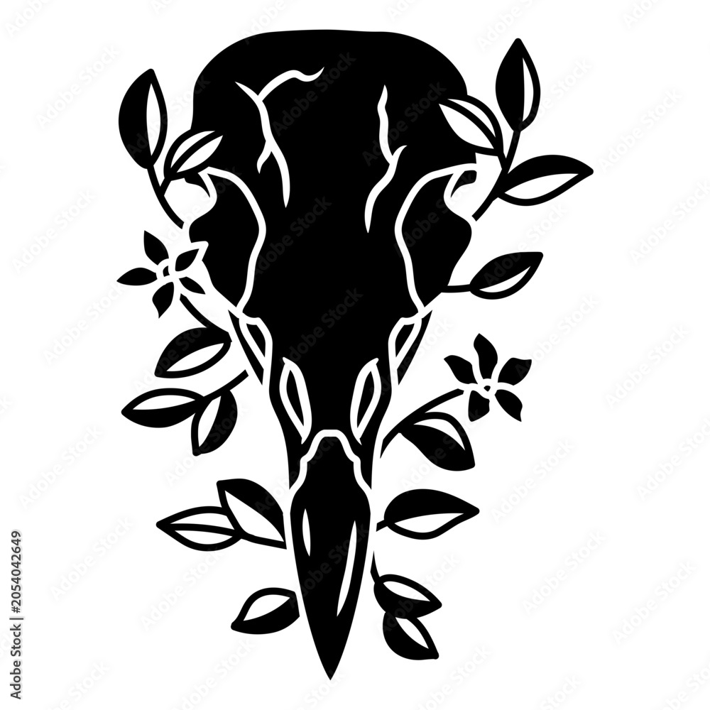 Obraz premium Elegant elephant skull design with foliage