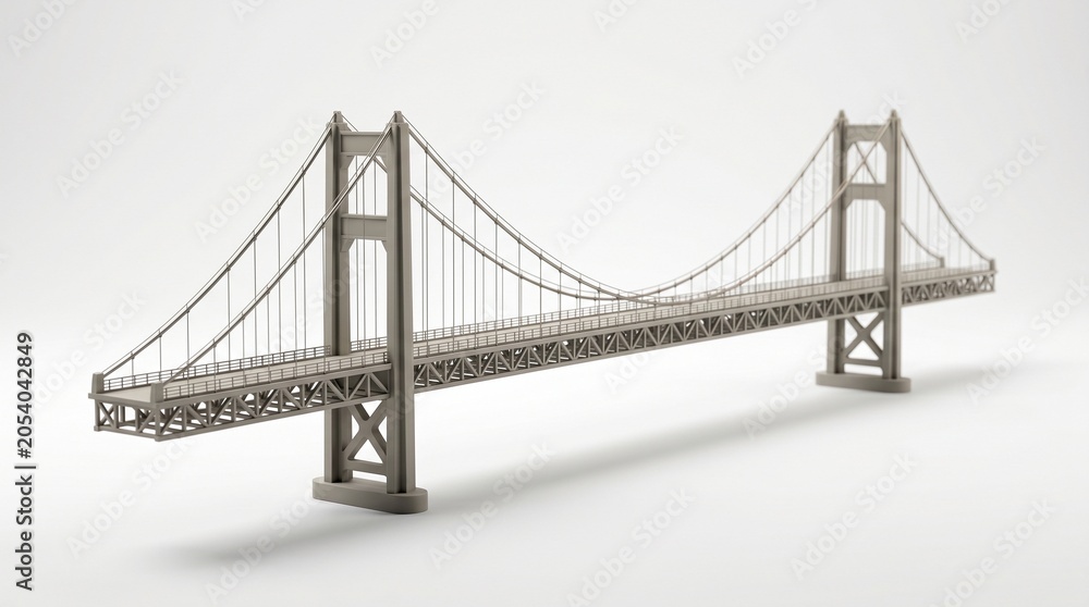 Fototapeta premium Detailed architectural bridge model isolated on white background
