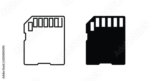 Foto Sd memory card black and white outline icons