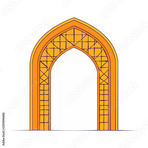 Orange Geometric Archway Vector Illustration