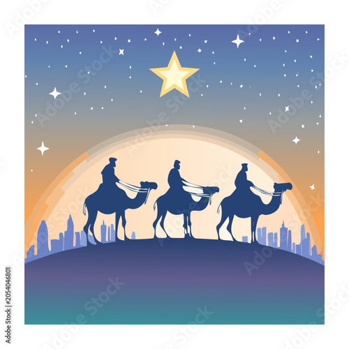 Three Wise Men Silhouette Vector Illustration