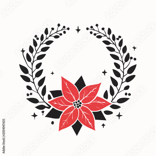 Christmas Poinsettia Wreath with Stars