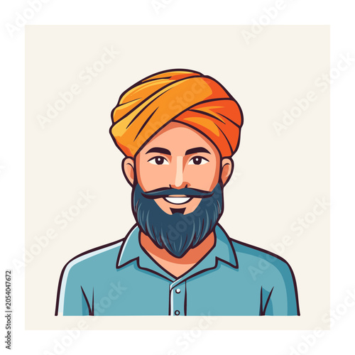 Flat color cartoon portrait of a man
