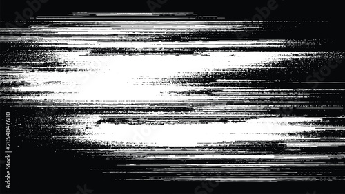 Bild auf Leinwand Glitchy white and black digital noise pattern with horizontal lines and distorte