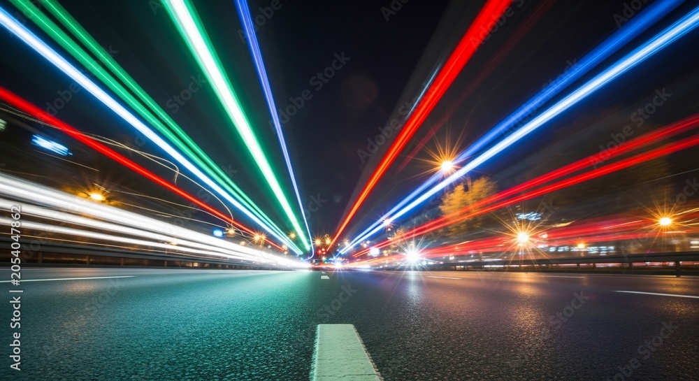 Fototapeta premium Crimson, Emerald, Azure: Velocity's Symphony