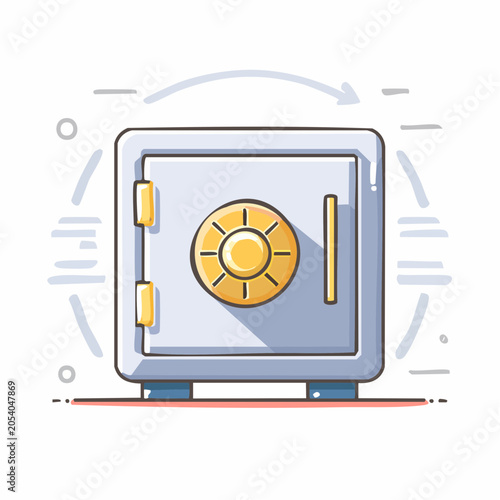 Illustration of a secure safe with a golden dial