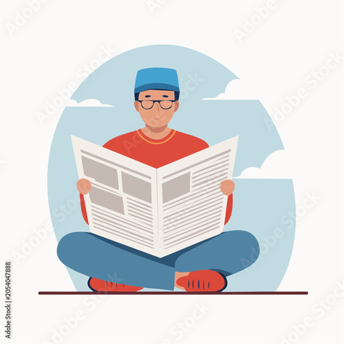 Man Reading Newspaper