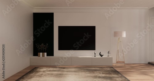 shelf wall Built-in mock up minimalist, room white modern style,Empty white wall on granite floor.3D rendering