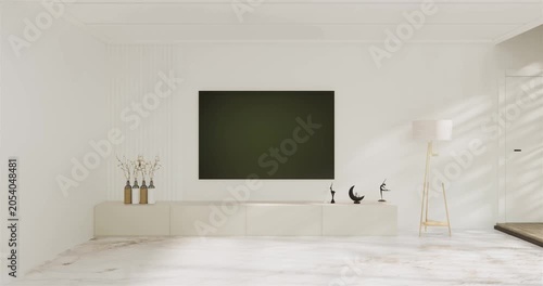 shelf wall Built-in mock up minimalist, room white modern style,Empty white wall on granite floor.3D rendering