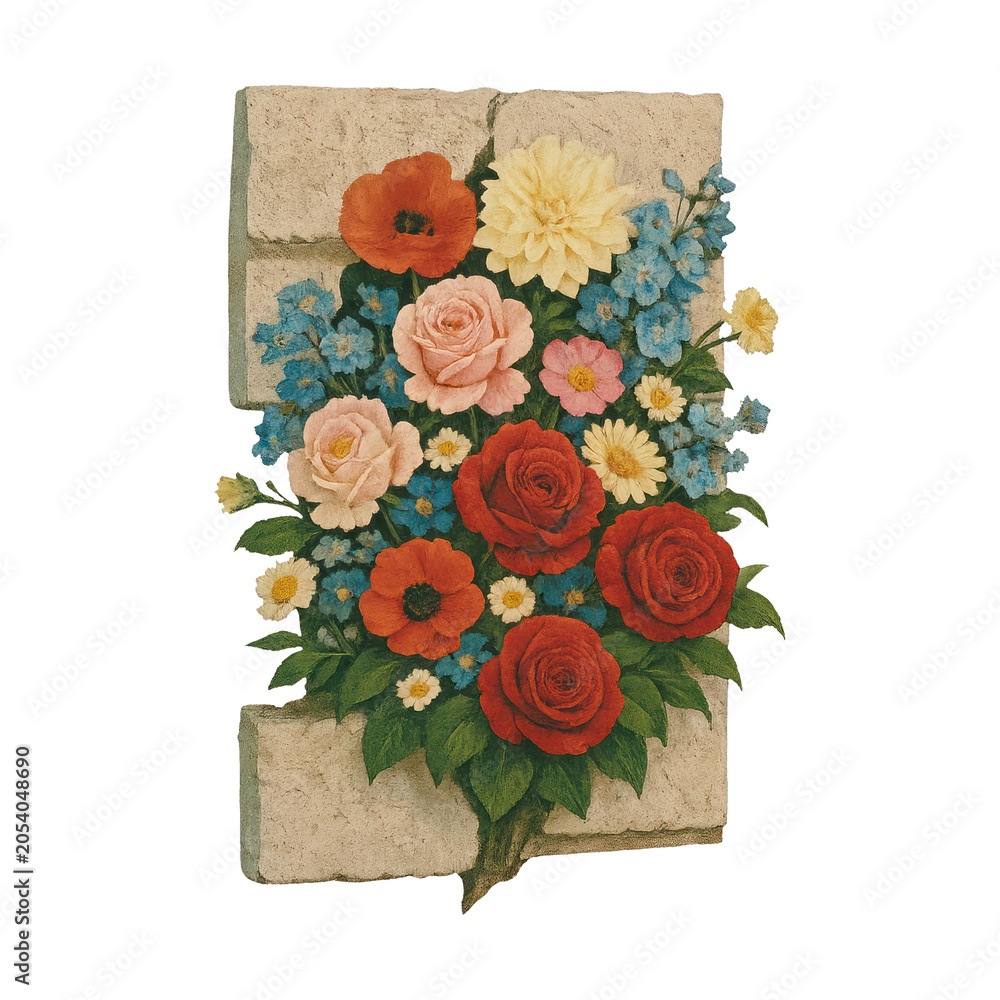 Obraz premium PNG Colorful floral bouquet illustration