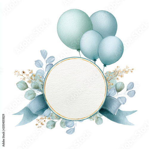 Colorful balloons and flowers create a backdrop for a special event announcement in spring