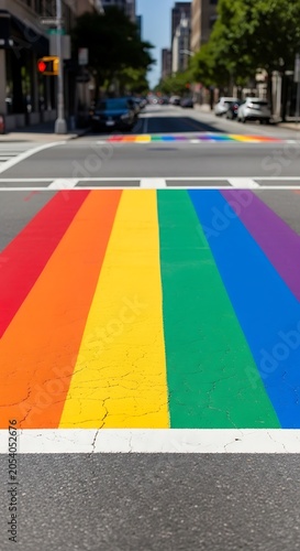 Rainbow Crosswalk - A Symbol of Pride and Inclusion in the City.