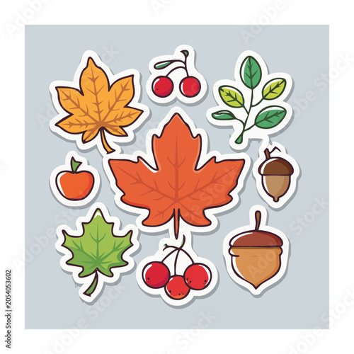 Autumn Elements Cartoon Vector Illustration