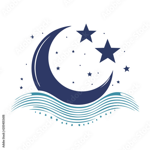 Blue Moon and Stars Graphic Design