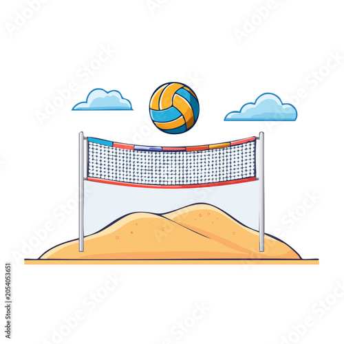 Cartoon beach volleyball set