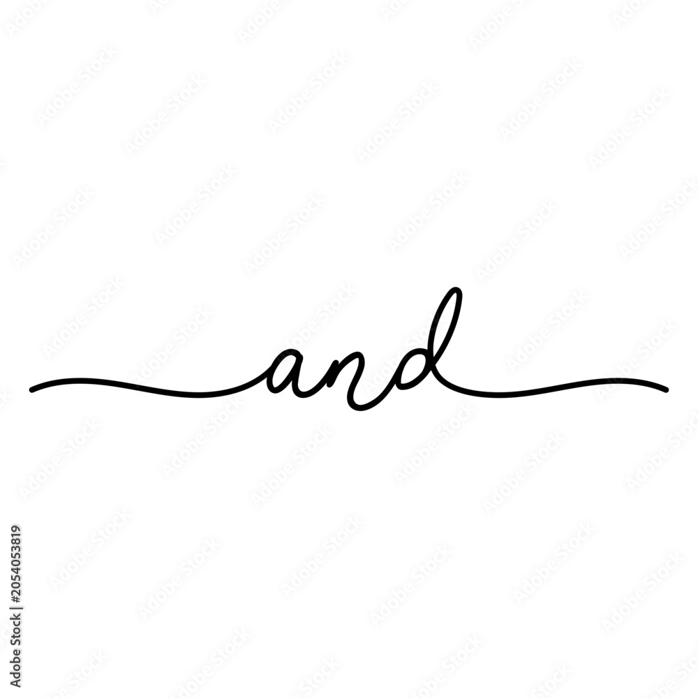 Obraz premium Elegant cursive 'and' word design