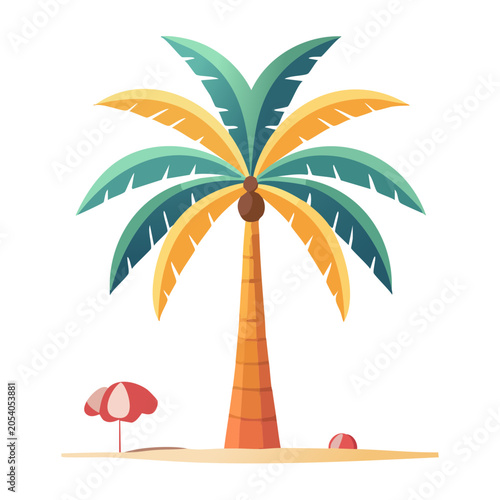 Flat Design Palm Tree Vector Illustration