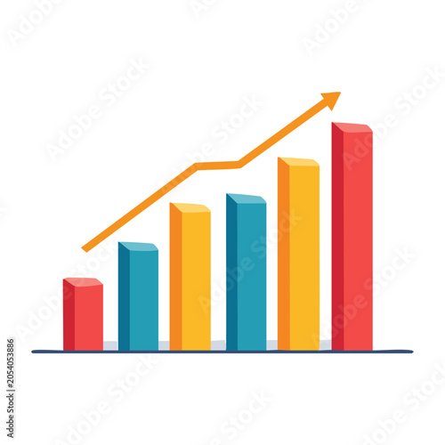Flat Design Graph Chart with Upward Arrow